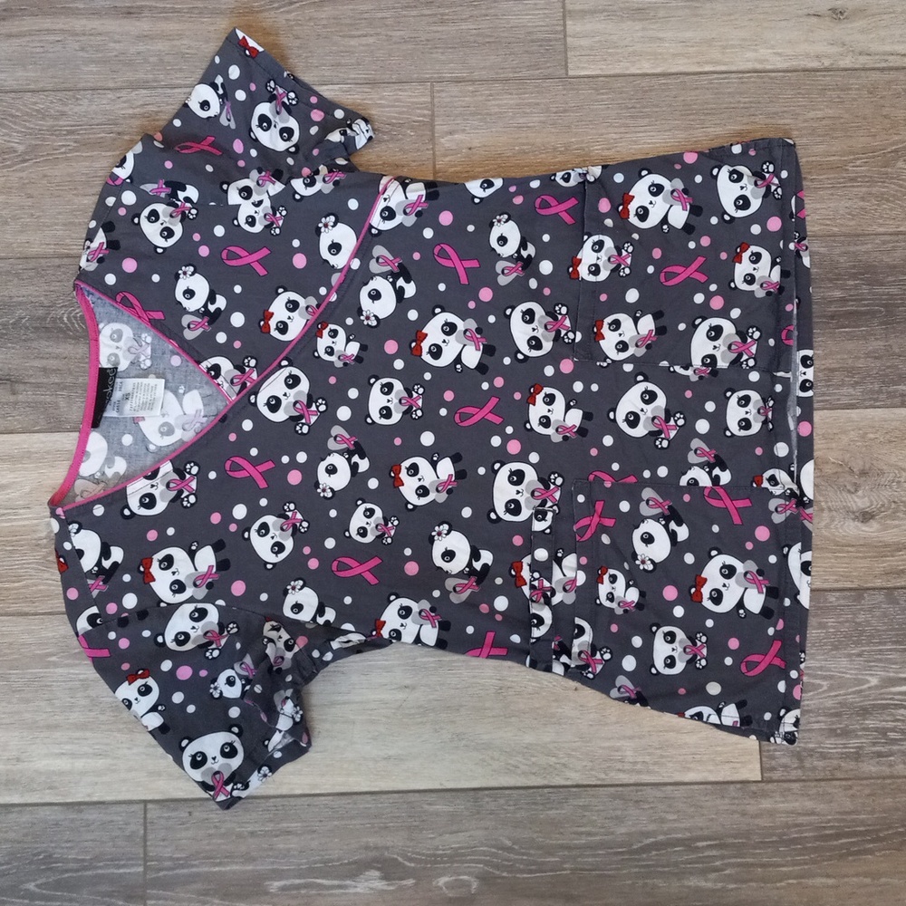 Cherokee Panda 🐼  Breast Cancer Awareness Scrub Top